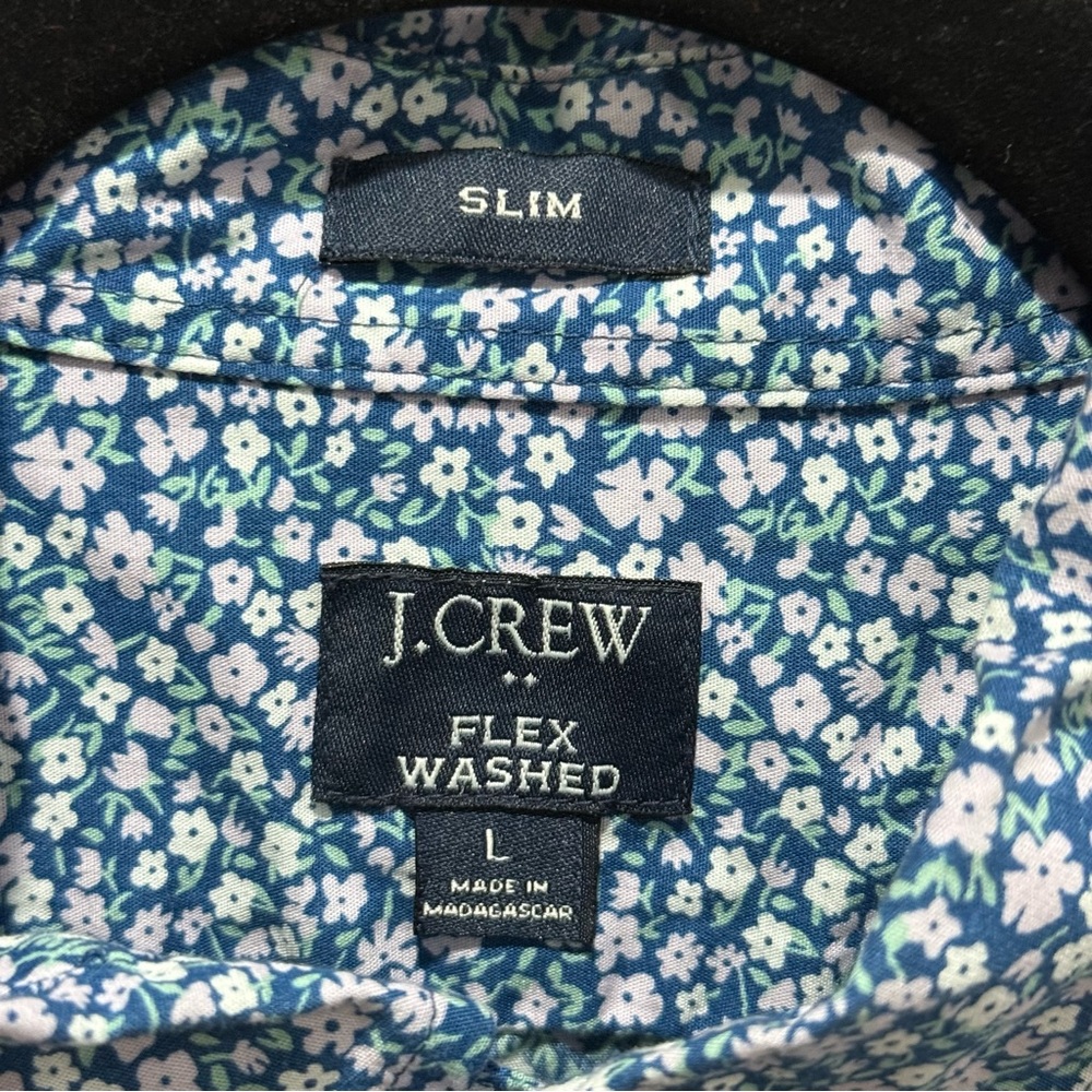 J Crew Slim Flex Washed Shirt Micro Floral Button Down Large Artsy Spring Office - Picture 5 of 11